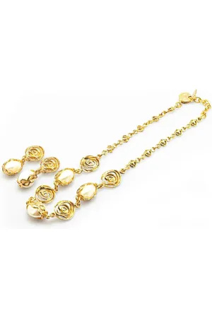 Saint Laurent Pendientes set de collar y pendientes bañados en oro con perlas artificiales 20st Century