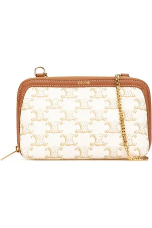 Céline Bandolera Triomphe Clutch On Chain de lona revestida 2023