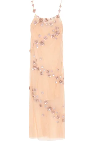 BLUMARINE Vestido largo con aplique de lentejuelas