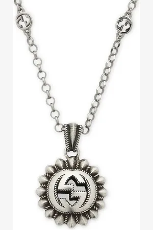 Gucci Collar con colgante Interlocking G en plata de ley