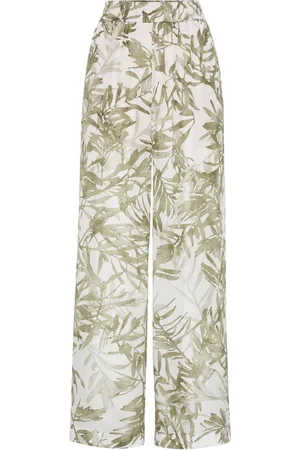 Brunello Cucinelli Pantalones con hojas estampadas