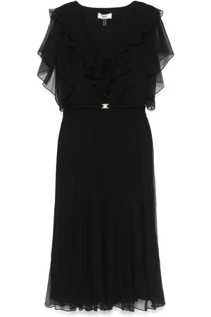 NISSA Vestido midi de seda con apliques florales