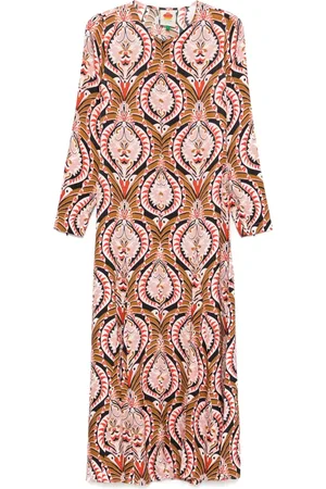 Farm Rio Vestido midi Pineapple Jewelry
