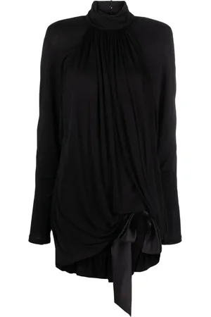 Saint Laurent Vestido corto drapeado con cuello alto