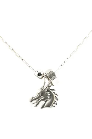 Hermès Collar con colgante Dragon H bañado en paladio 2000-2024