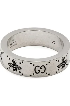 Gucci Anillo ancho con motivo GG y abejas grabadas
