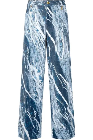 Roberto Cavalli Pantalones anchos con motivo jaspeado