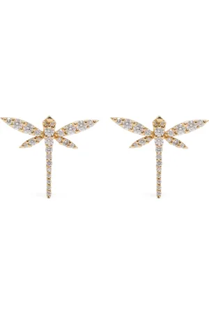 ANAPSARA Pendientes Mini Dragonfly en oro amarillo de 18 ct con diamantes