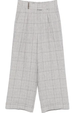 PESERICO SIGN Pantalones de lino a cuadros príncipe de Gales