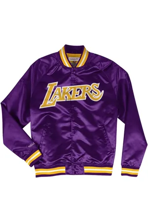 Mitchell & Ness Chaqueta liviana NBA Lakers Purple de satén con diseño liviano