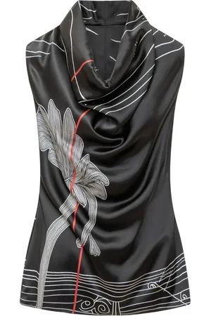 Salvatore Ferragamo Top de seda con estampado