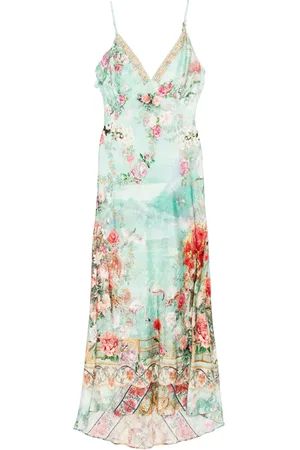 Camilla Slip dress con corte al bies y cuello en V