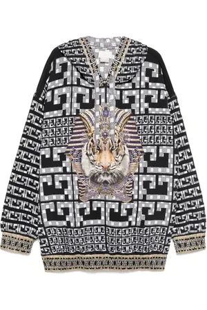 Camilla Sudadera The Read My Glyphs Silk Hem Band Boyfriend de seda con capucha