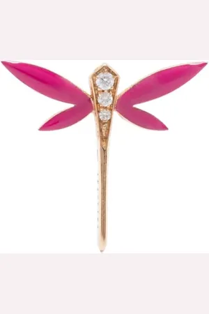 ANAPSARA Pendiente Dragonfly con boton de presión en oro amarillo de 18 ct con diamantes