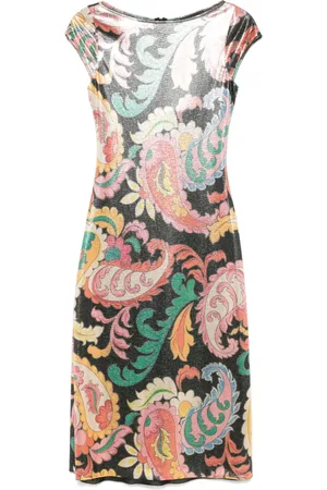 Etro Vestido midi con estampado de cachemira