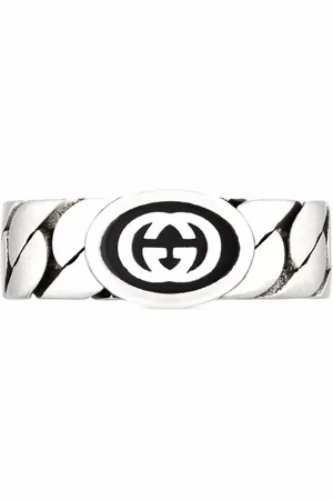 Gucci Anillo ancho Interlocking G en plata de ley