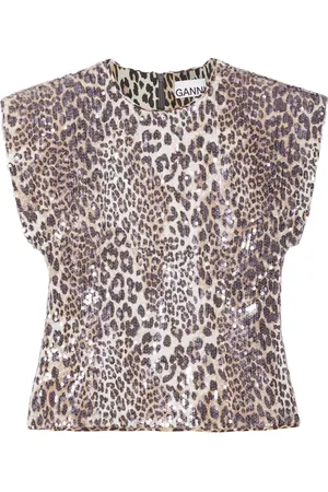 Ganni Blusa con estampado de leopardo