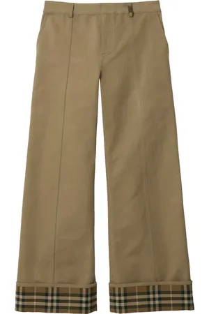 Burberry Pantalones anchos con ribete a cuadros