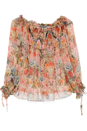 Alexander McQueen Blusa de seda con estampado floral 2000