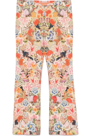 Alexander McQueen Pantalones acampanados con estampado floral 2000