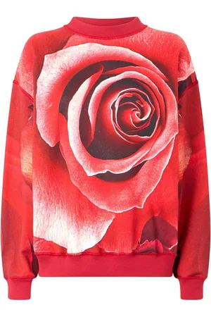 Roberto Cavalli Sudadera con rosa estampada