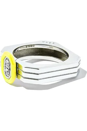 Eera Anillo en oro blanco de 18kt con diamante y esmalte