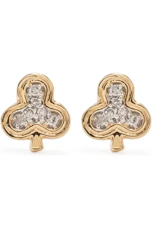 Adina Reyter Pendientes Make Your Move Club en oro amarillo de 14 ct con diamantes