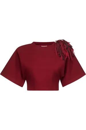 AREA Camiseta corta con broche de flecos