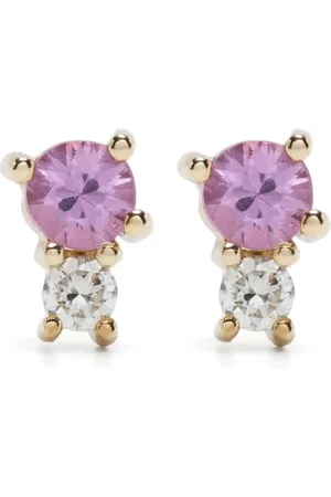 Adina Reyter Pendientes en oro amarillo de 14kt con diamantes y zafiro