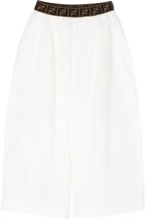 Fendi Pantalones anchos con logo en la cinturilla