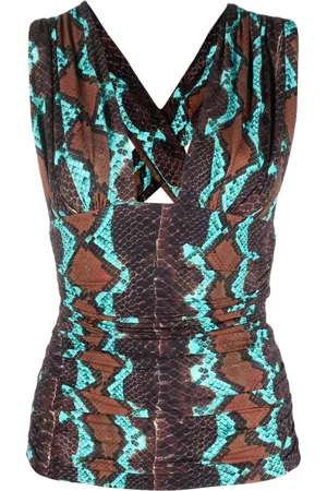Roberto Cavalli Top sin mangas con estampado de piel de serpiente