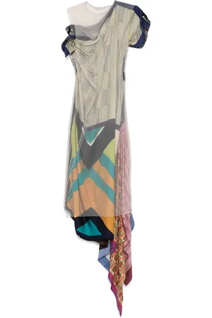 Marine Serre Vestido midi con pañuelos de seda