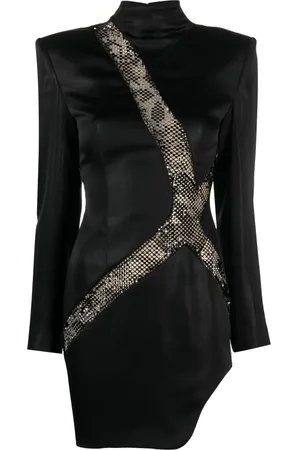 GENNY Vestido corto asimétrico con detalles de strass