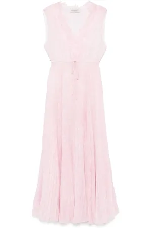 Ermanno Firenze Vestido largo con detalle plisado