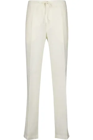 120% Lino Pantalones rectos de lino