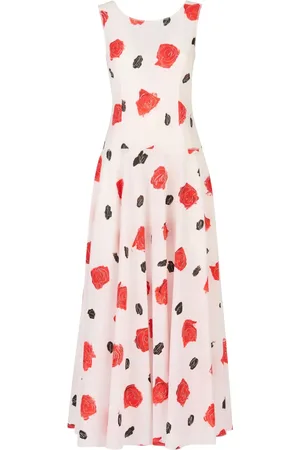 Marni Vestido midi con rosa estampada