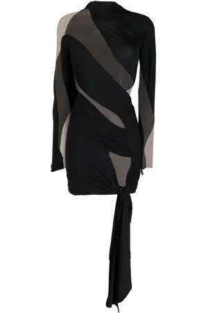 MUGLER Vestido corto con panel traslúcido