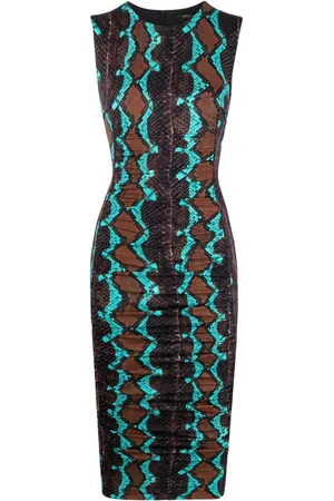 Roberto Cavalli Vestido midi con estampado de piel de serpiente