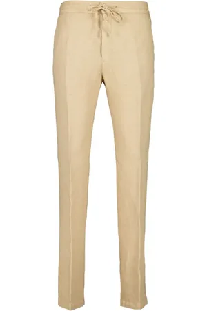 120% Lino Pantalones rectos de lino