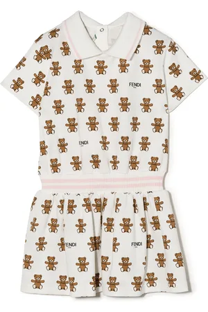 Fendi Vestido plisado con oso estampado