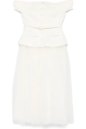 Self-Portrait Vestido midi con panel de tul