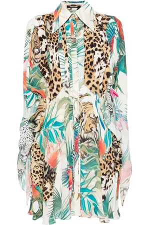 Roberto Cavalli Vestido corto con estampado Jungle