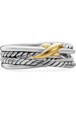 David Yurman Anillo X Crossover de 6 mm en oro amarillo de 18 ct y plata de ley con banda