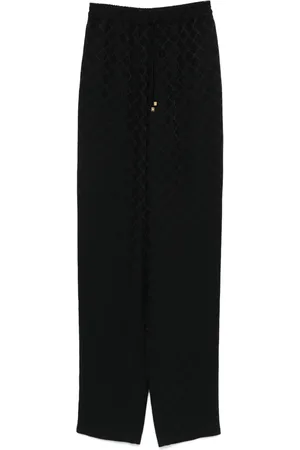 Elisabetta Franchi Pantalones de satén con motivo de rombos en jacquard
