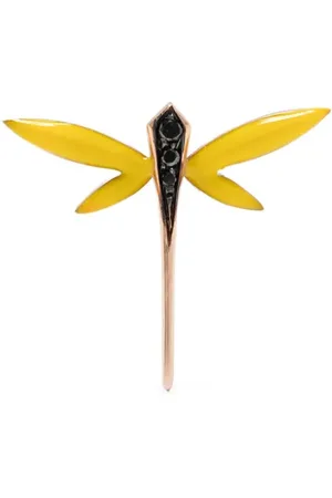 ANAPSARA Pendiente Dragonfly con boton de presión en oro amarillo de 18 ct con diamantes