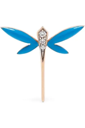 ANAPSARA Pendiente Dragonfly con boton de presión en oro amarillo de 18 ct con diamantes