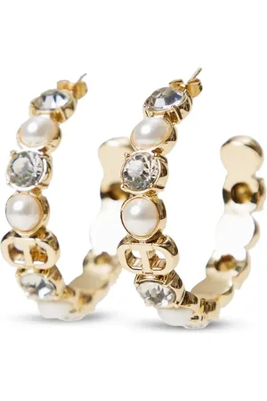 Twin-Set Pendientes de aro con detalle de perlas