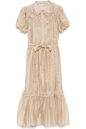 CENERE GB Vestido midi con volantes