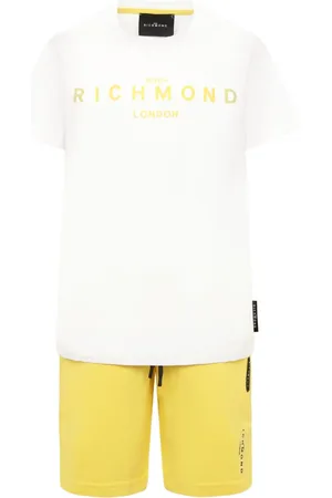 John Richmond Set de pantalones cortos y camiseta con logo estampado