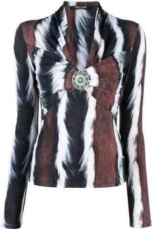 Roberto Cavalli Top con animal print